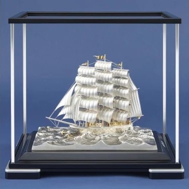 天下一ハレルヤ 純銀 帆船模型 置物 インテリア シルバーカラー 銀製