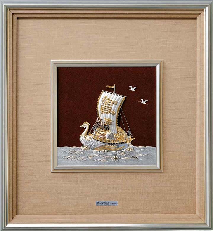 武比古 純銀 金属額 宝船 8号 | 銀製品,純銀製レリーフ額,宝船 | 森