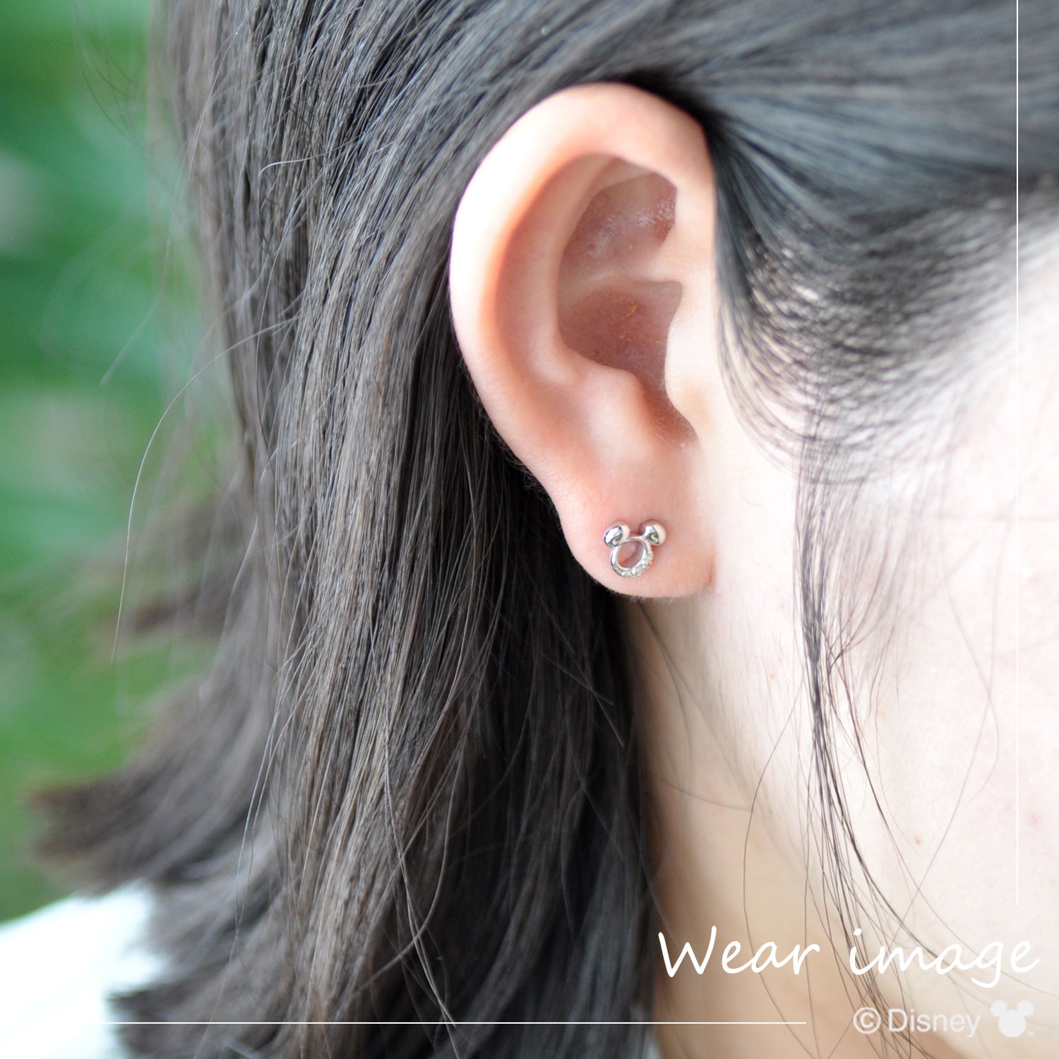 ディズニー] ミッキー ピアス ダイヤモンド 10金 ホワイトゴールド