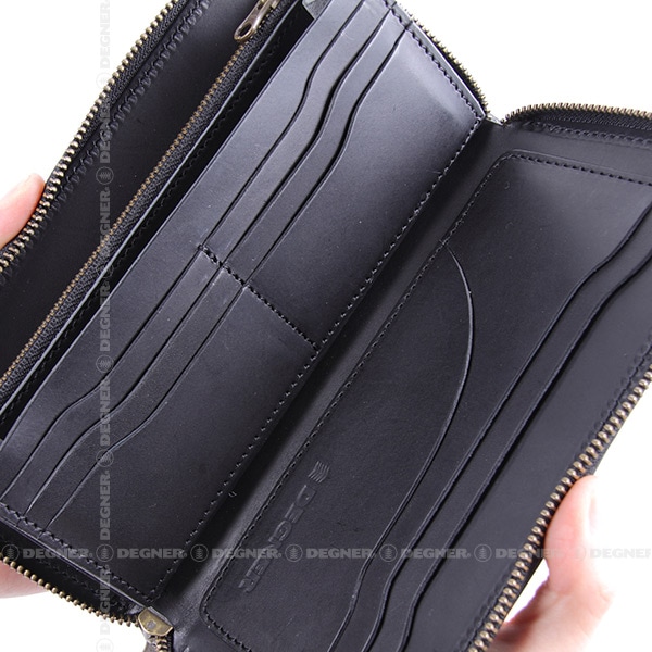 バイク レザージップウォレット[W-92-BK] レザーウォレット,ジップ