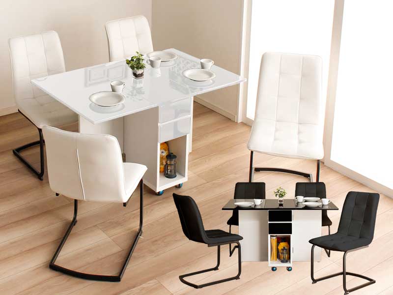 ダイニング5点セット DTテーブル 両バタフライ （チェアx4脚