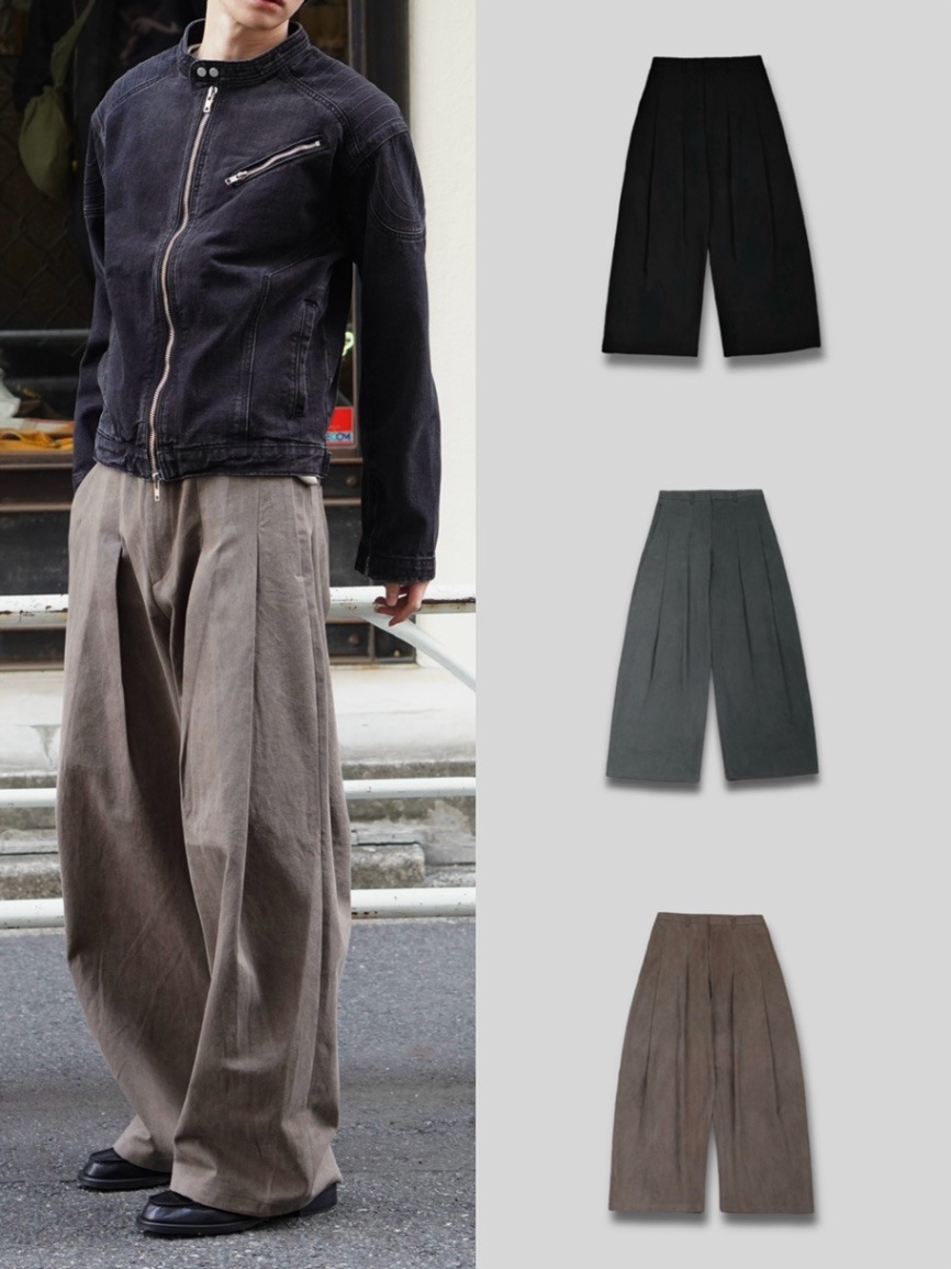 東京店WEB限定受注制【Chikashitsu +】deep tuck cotton wide slacks
