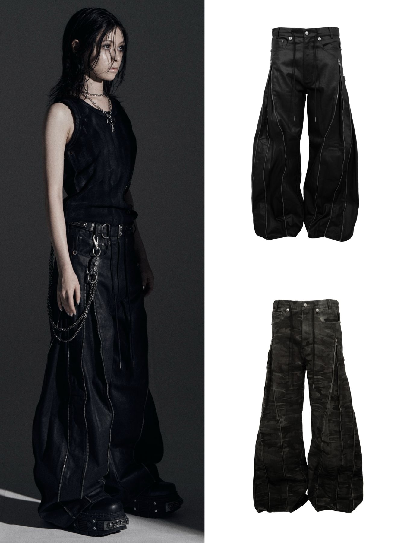Rosen Kreuz】ZIP WIDE BAGGY PANTS | OUR BRAND,Rosen Kreuz