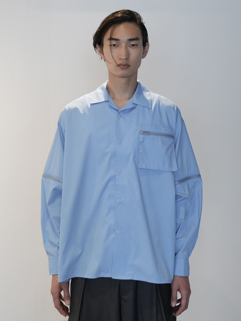 CS】2way zip square cut shirt (blue) / 【シーエス】2ウェイジップ