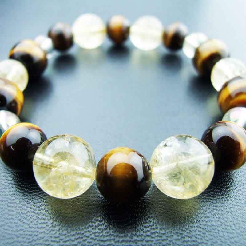 金運アップ・仕事運・実行力 タイガーアイ シトリン ペアブレスレット