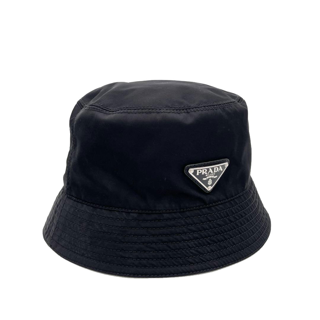 PRADA プラダ バケットハット 帽子 Mサイズ ナイロン ブラック RN
