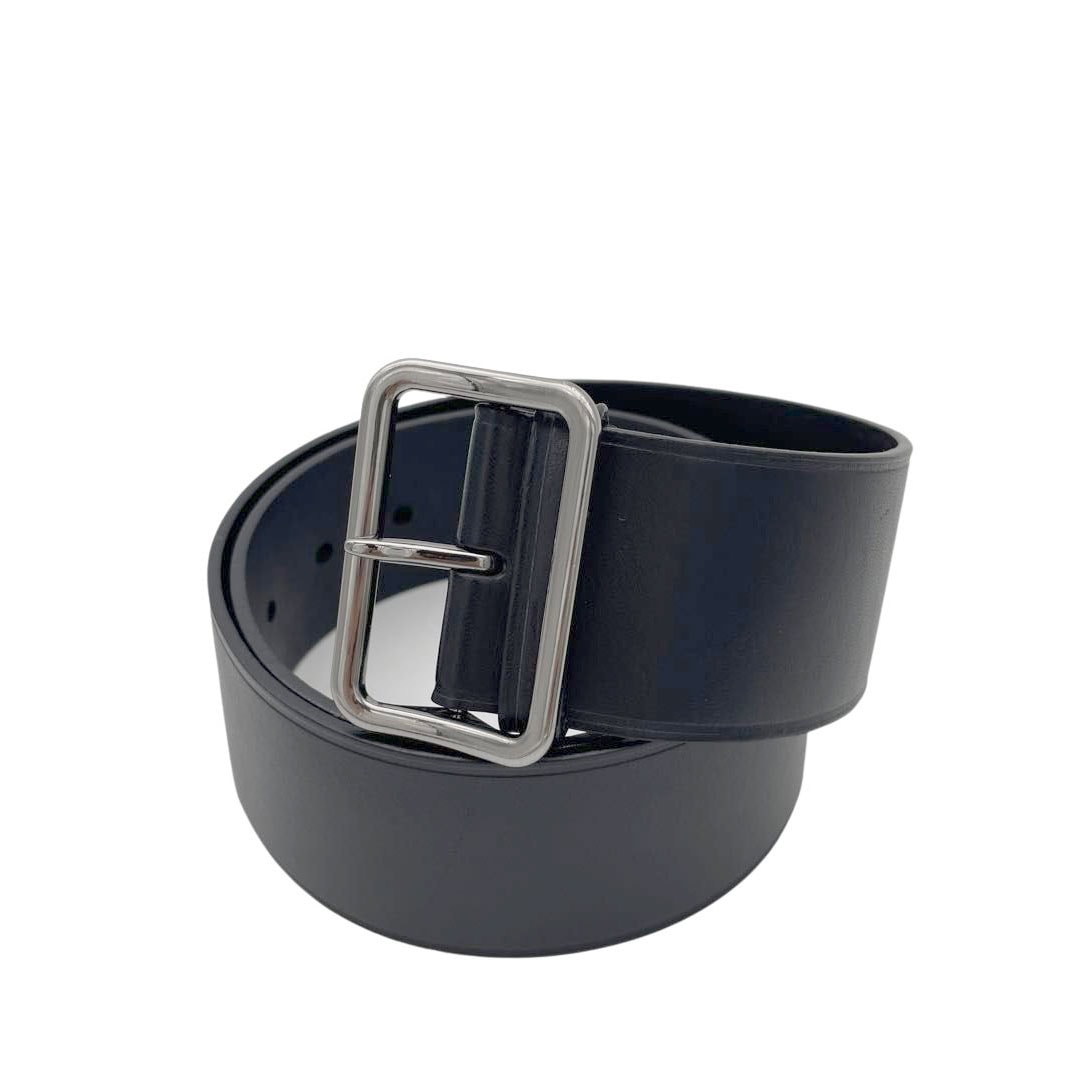 JIL SANDER ジルサンダー レザーベルト 34(ドイツ) ブラック シルバー