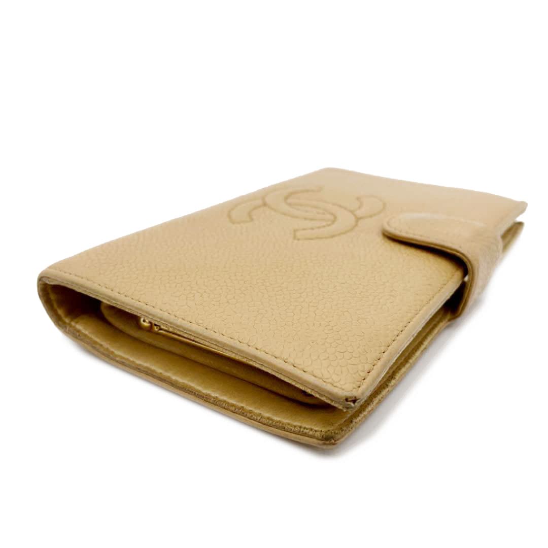 CHANEL シャネル 二つ折りがま口長財布 ココマーク キャビアスキン