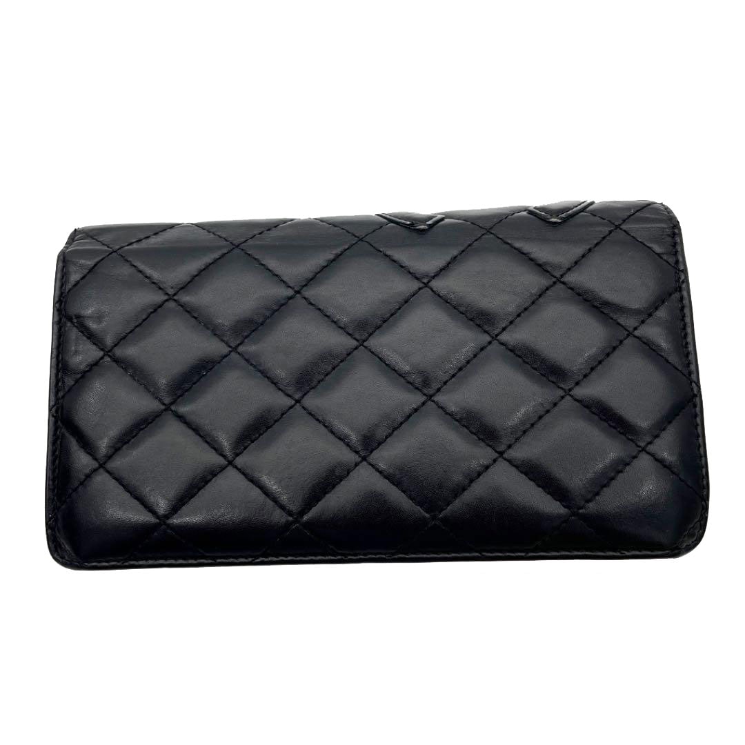 CHANEL シャネル 二つ折り長財布 カンボンライン カーフレザー
