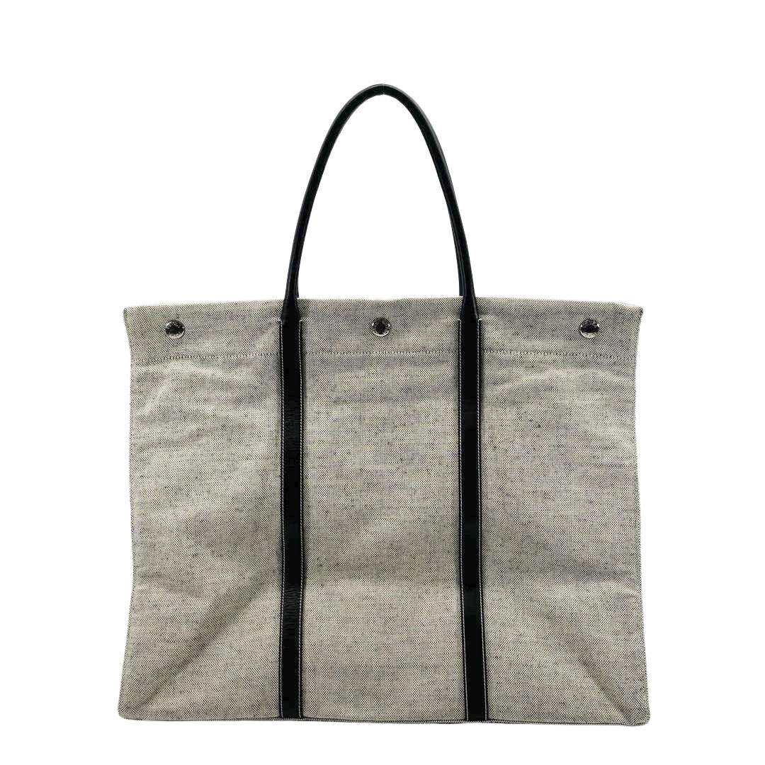 PRADA プラダ トートバッグ キャンバス/レザー グレー/ブラック