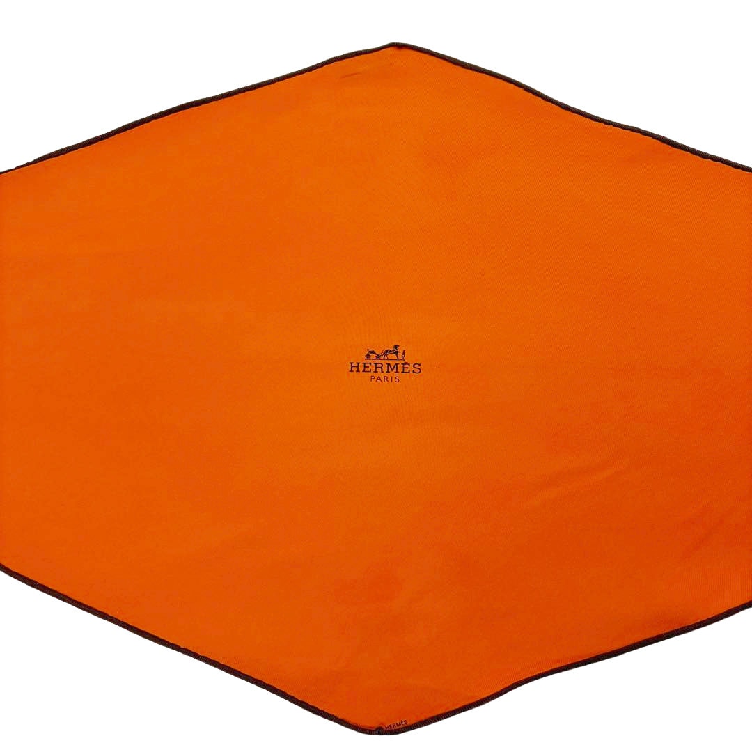 HERMES エルメス ひし形 スカーフ ロザンジュ・ミニ シルク オレンジ