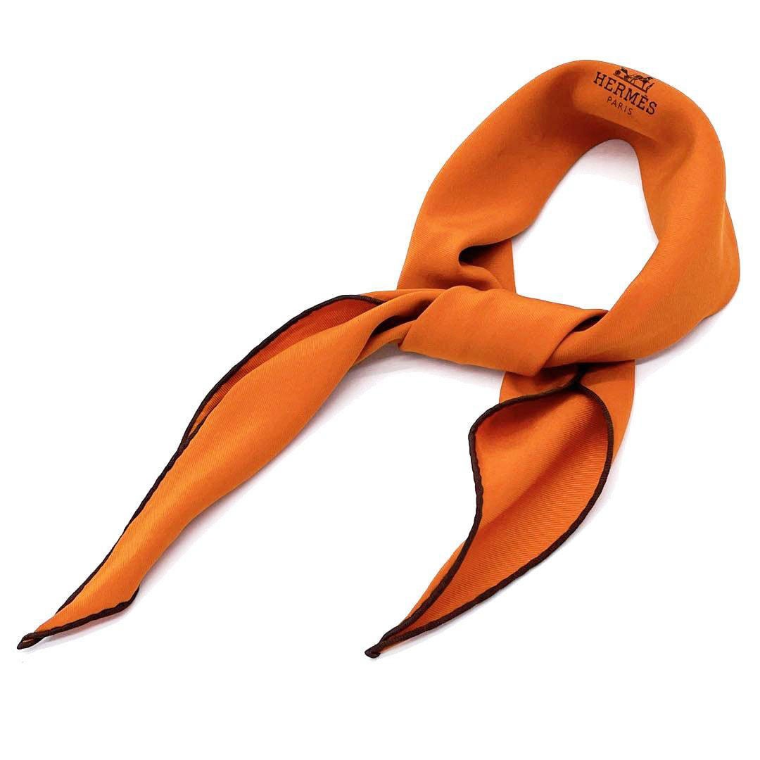 HERMES エルメス ひし形 スカーフ ロザンジュ・ミニ シルク オレンジ