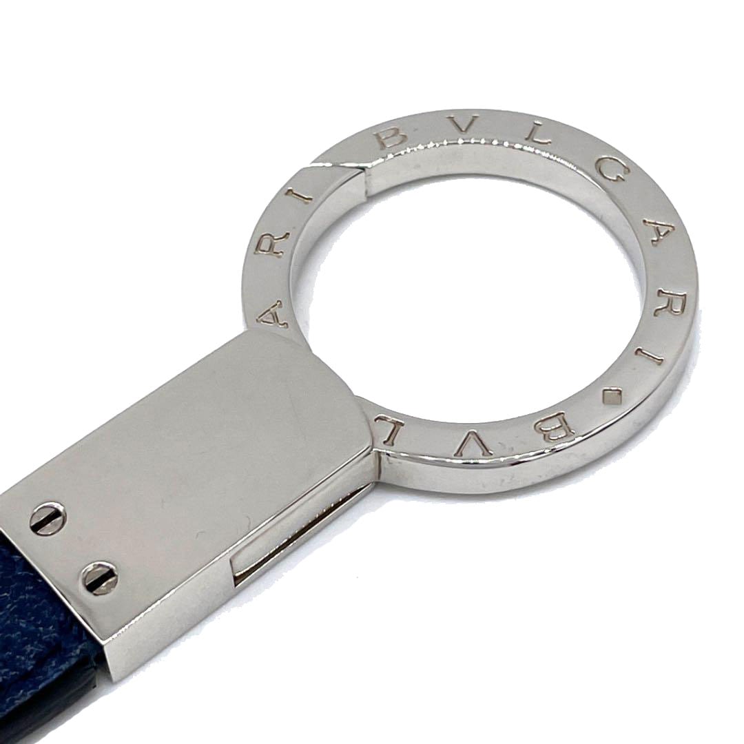 BVLGARI ブルガリ ブルガリブルガリ キーリング シルバー ネイビー