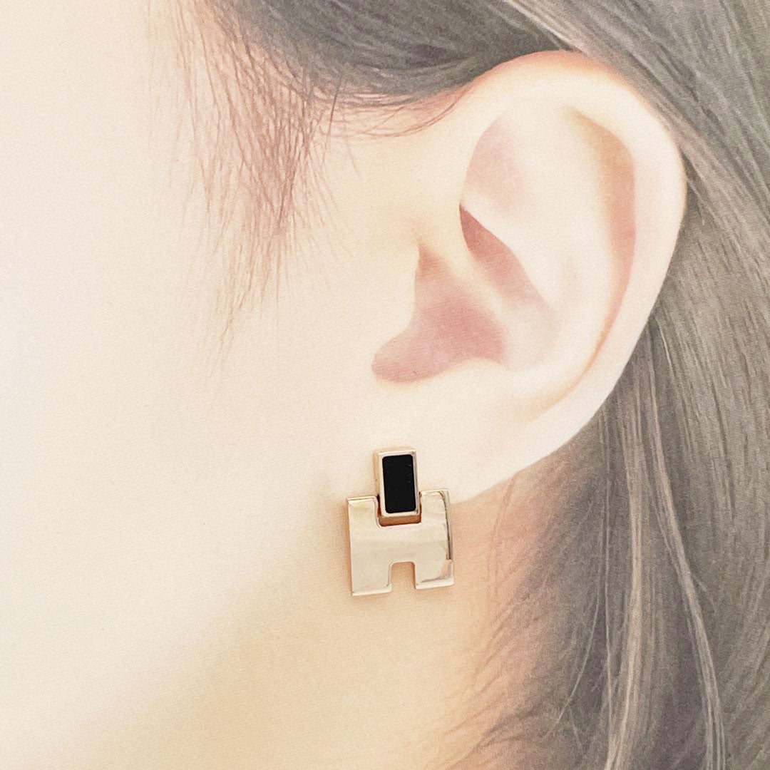 HERMES エルメス ピアス アイリーン メタル ラッカー ピンクゴールド