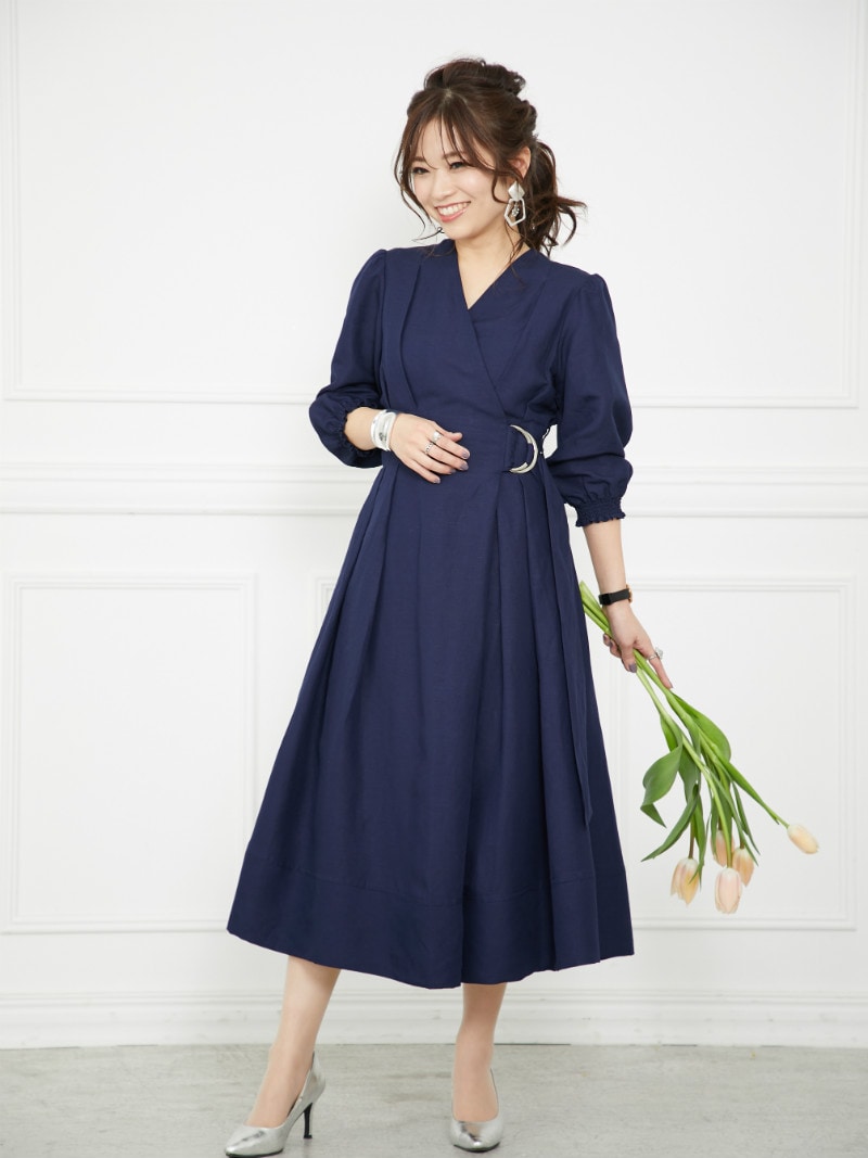 カシュクールワンピース｜designed with mana | ワンピース,七分袖