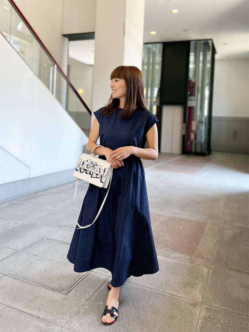 150cm小柄サイズの デニムフレンチワンピース/ST.ROONEY | ワンピース