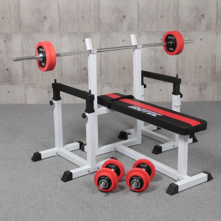 ストレングスセットR50K プレスベンチ + ラバーバーベルダンベル50kg