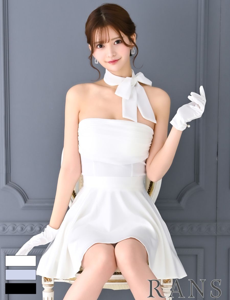 Sのみ即納][instock]【RANS】ミニ/ドレス/セットアップ/ホワイト/ベア