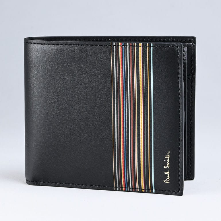 ポールスミス Paul Smith 二つ折り財布 ストライプ メンズ ブラック