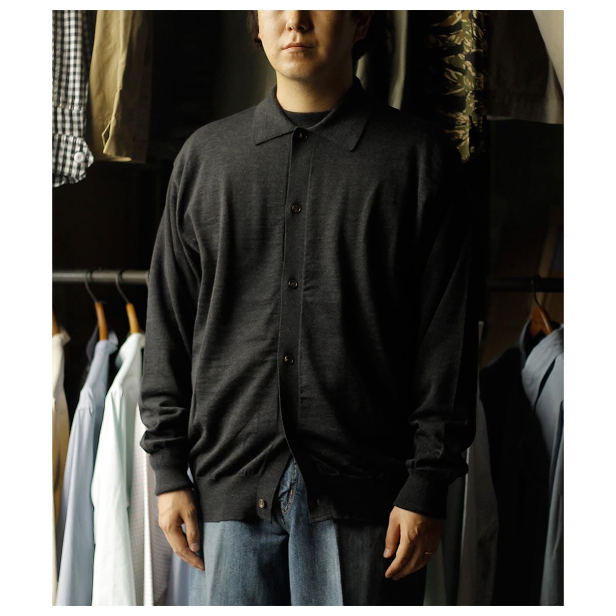 バトナー BATONER ベビーウール ポロカーディガン BABY WOOL POLO