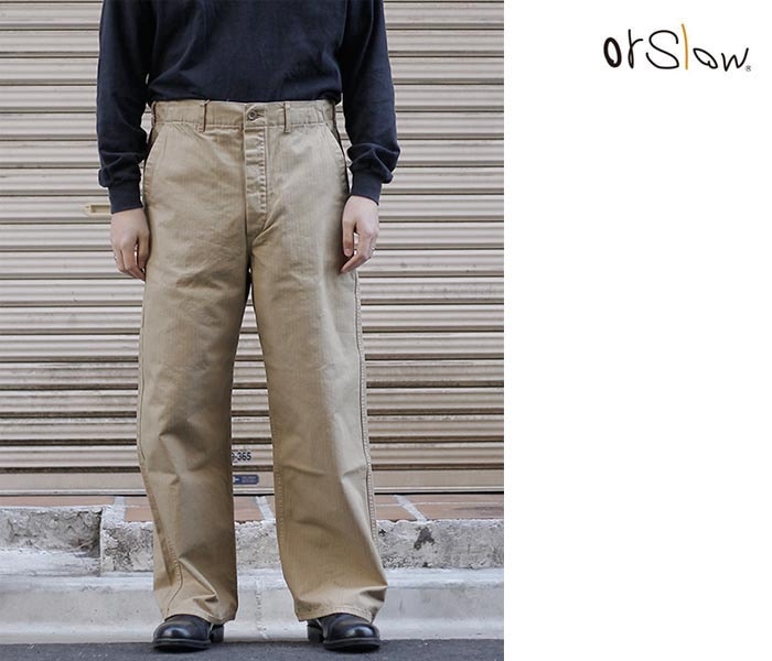orSlow オアスロウ ワイド フィット フレンチワークパンツ カーキ