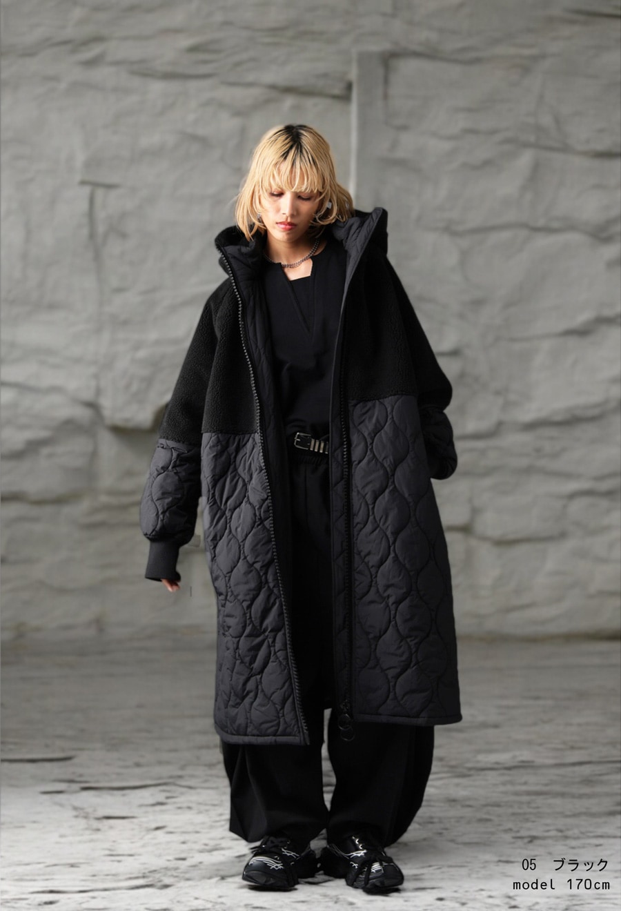 ビッグファスナー ロングコート レディース ボアアウター 送料無料・再