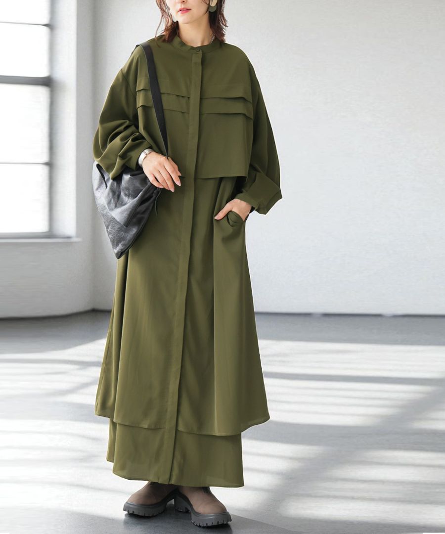 レイヤード風ワンピース レディース ワンピース ロング 送料無料・再