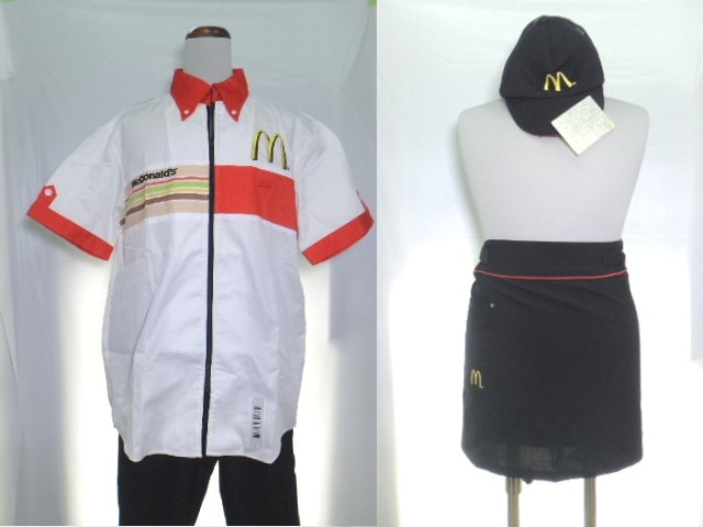 j60 マクドナルド クルー制服 作業服 半袖シャツ+長ズボン▽サイズL