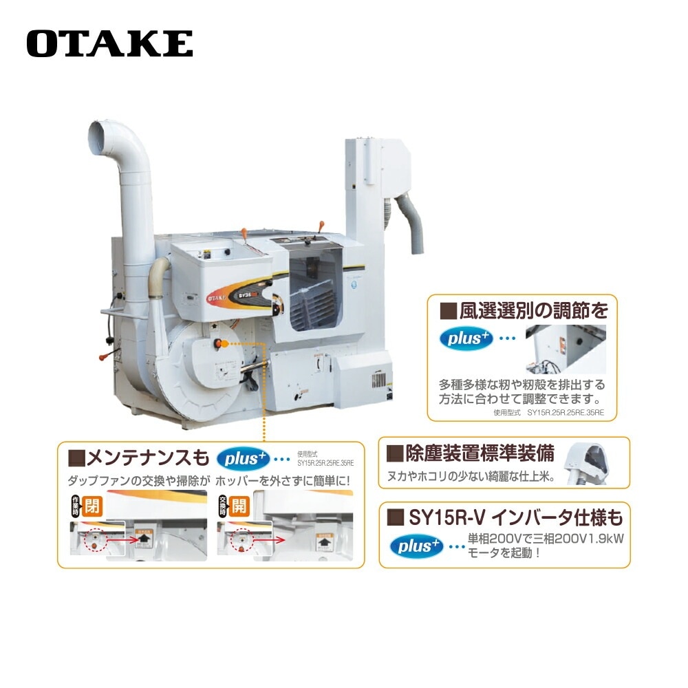 大竹製作所｜籾摺り機 インペラ籾すり機 ハイダップ SY15R-M 三相200V