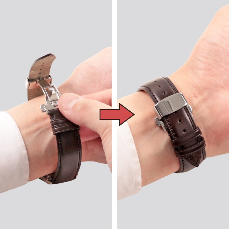 D-バックル 観音プッシュ式 ステンレススチール ブラック ZB010