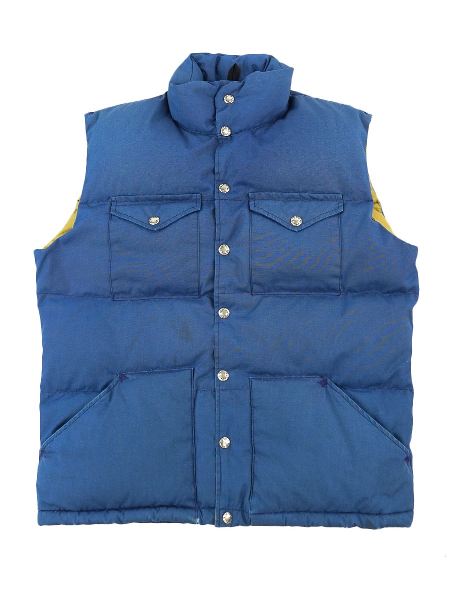 70's 茶タグ ノースフェイス ダウンベスト ネイビーブルー 表記(M