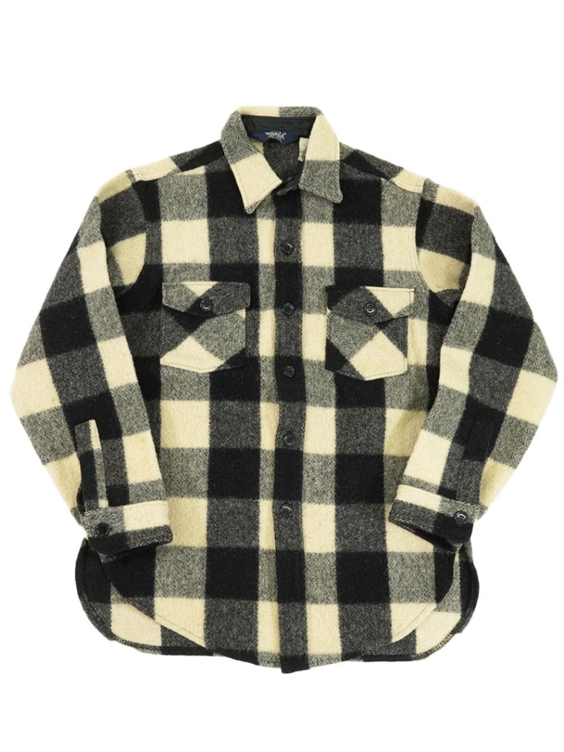 70's～ Woolrich ウールチェックシャツ 白黒 表記(M) | すべての商品