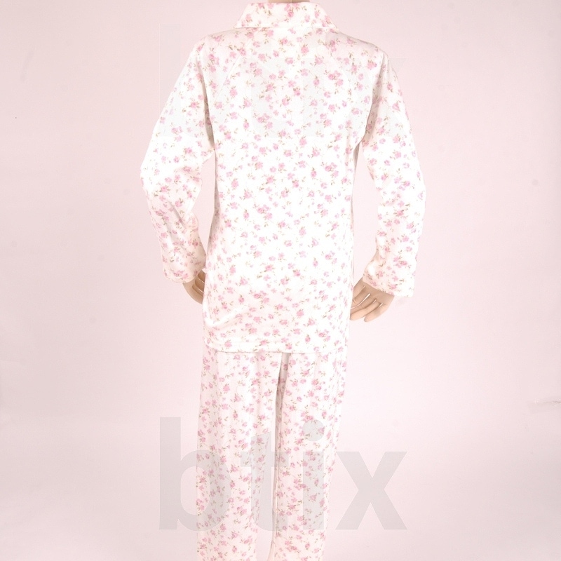 超売れ筋】婦人らくらくパジャマ・スムース 花柄 ピンク ｜ 介護衣類
