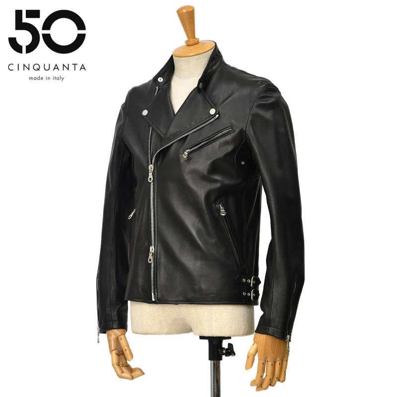 CINQUANTA【チンクアンタ】スタンドカラーダブルライダースジャケット