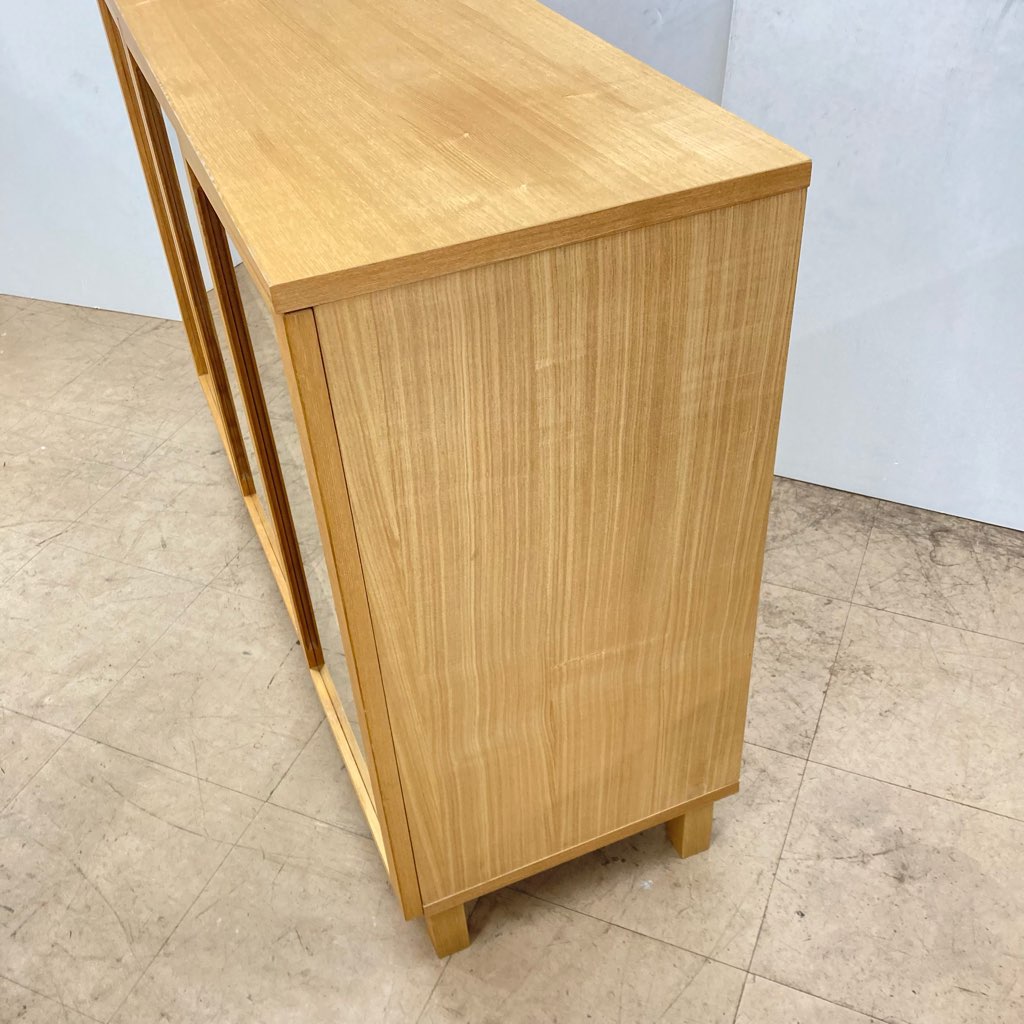 中古 人気 無印良品 オーク材キャビネット大 ガラス扉 W120×D40×H83