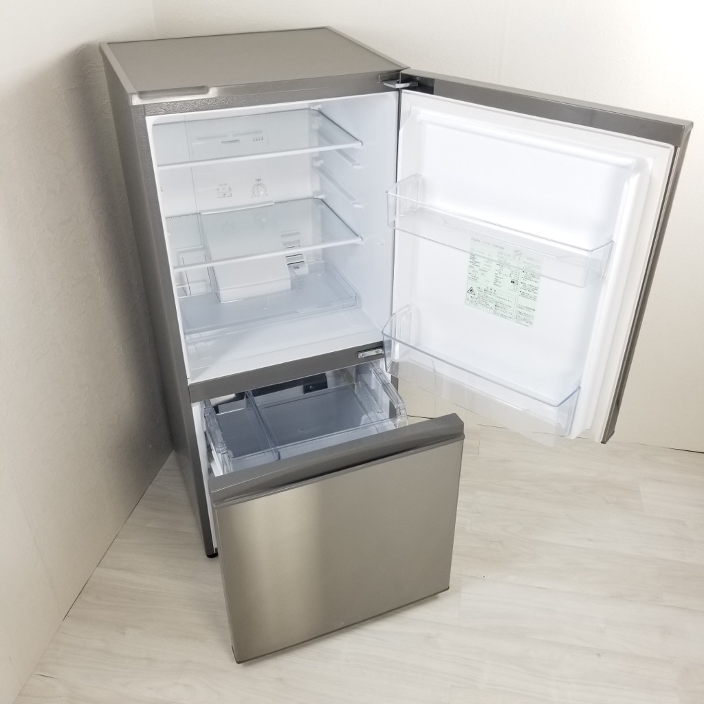 アクア 2ドア冷蔵庫 AQR-U16F シルバー色 157L 『中古良品、扉上部角