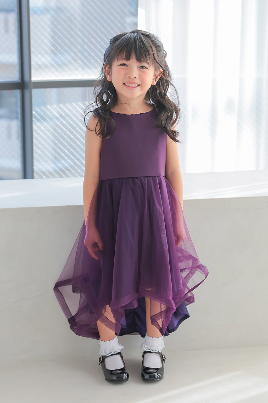 Kids チュールレイヤードドレス パープル 6歳｜結婚式のパーティー