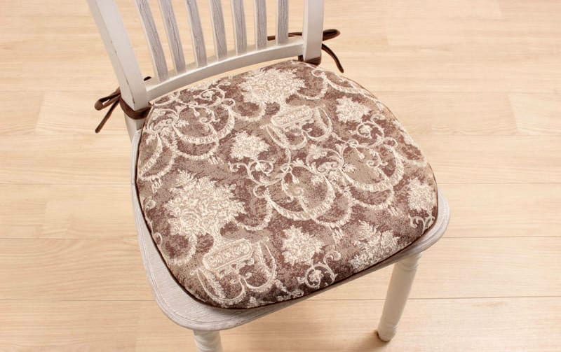 シェニール織 紐付シートクッション 約43×45cm [Toile Classique