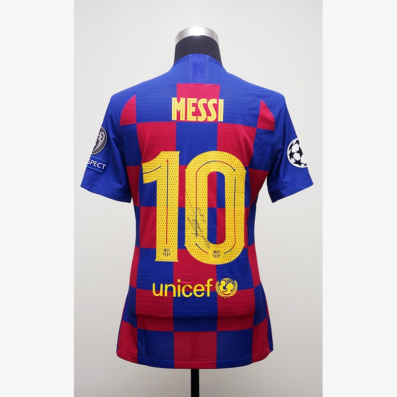 メッシ直筆サイン入り選手支給バルセロナ19/20ホームユニフォーム