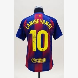 ヤマル直筆サイン入りバルセロナ24/25ホームユニフォーム特製フレーム