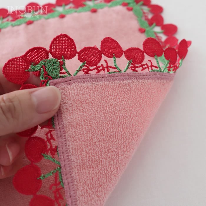 完売】近沢レース店 さくらんぼ ピーチ 7月 シーズンタオルハンカチ