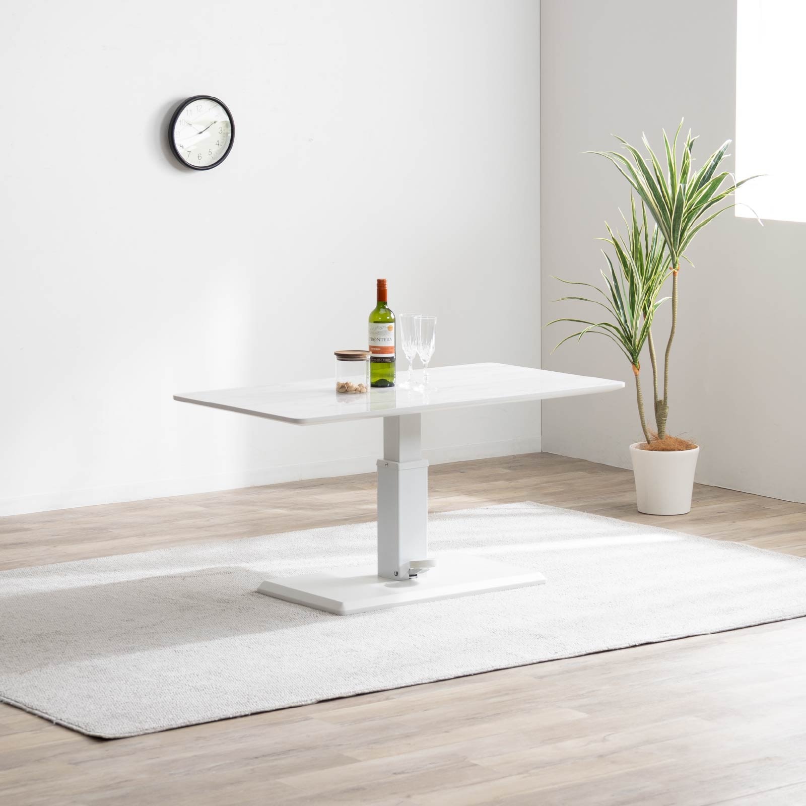 昇降テーブル リビングテーブル 昇降式 ホワイト ブラック 大理石調 RD