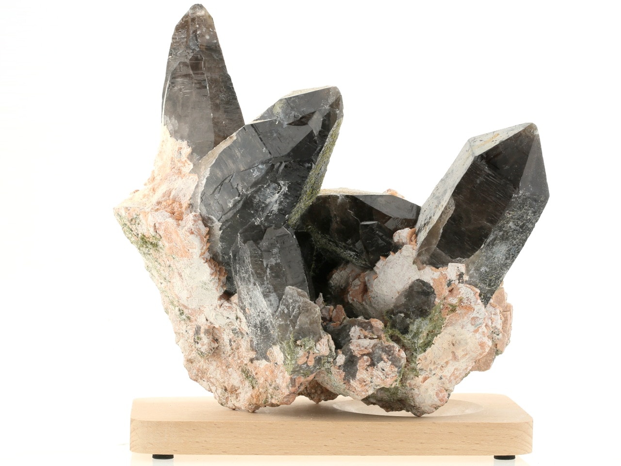 黒水晶 （モリオン） 原石（木製台座付き） 魔除け・浄化用 No.12 ｜最