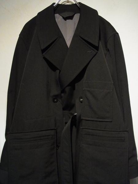 ESSAY（エッセイ） レイヤードロングコート ブラック - margin