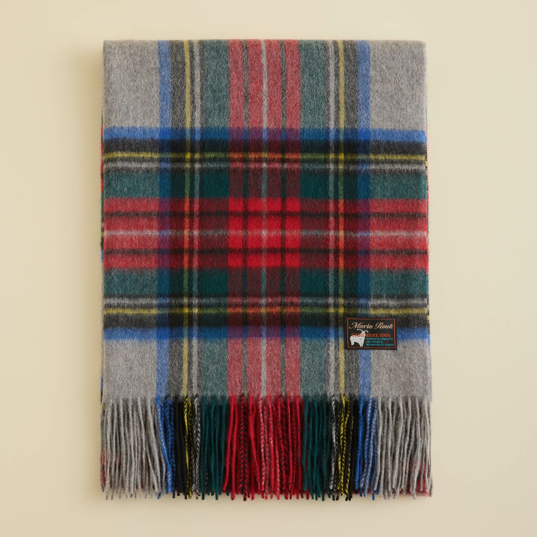 カシミヤ100%大判チェックストール＜グレー＞ | Maria Rouk（マリア