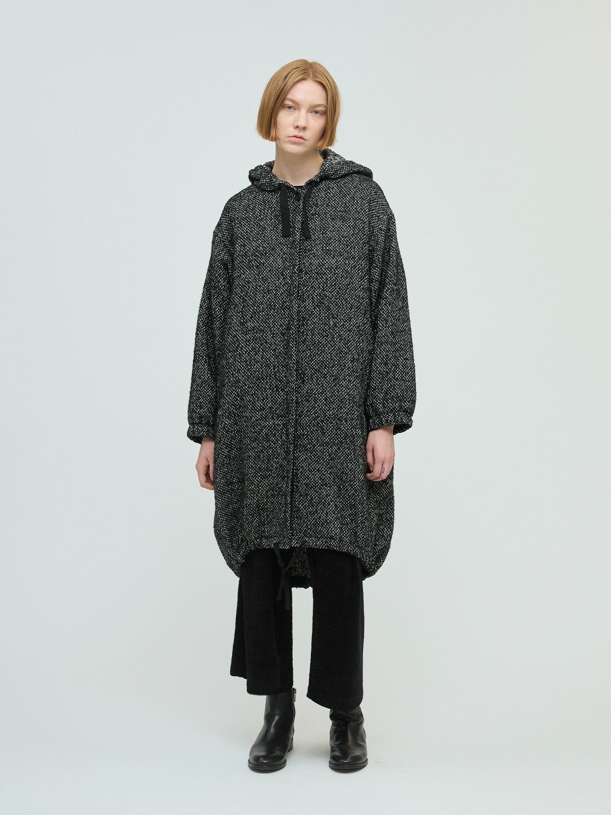 ミズイロインド ダッフルコート ダブルフェイス フード トグル マキシ