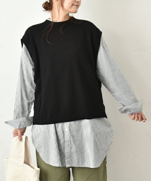 hagumu｜バックタックコットンニットベスト [[ha-BE-31]][C] | ma28