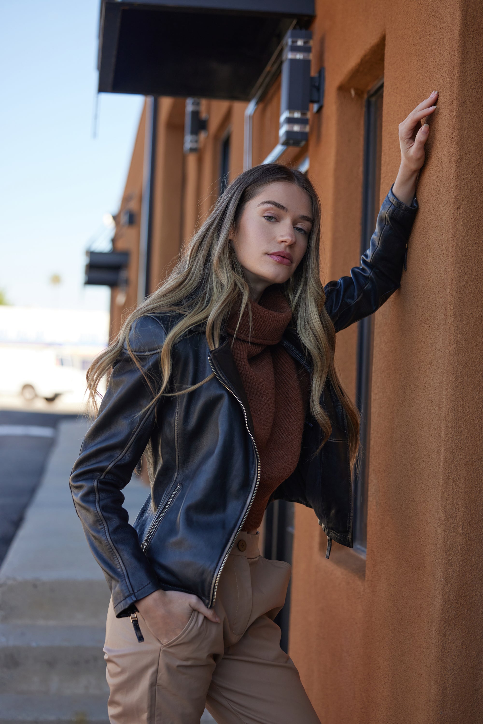 Peggie RF Leather Jacket, Black Beige – mauritiusleather