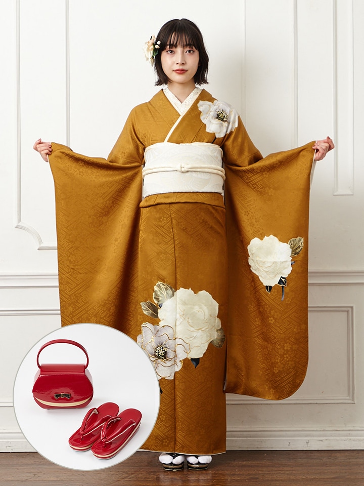 レンタル振袖【F5802】 アンティークローズ(FREE ブラック): ふりふ