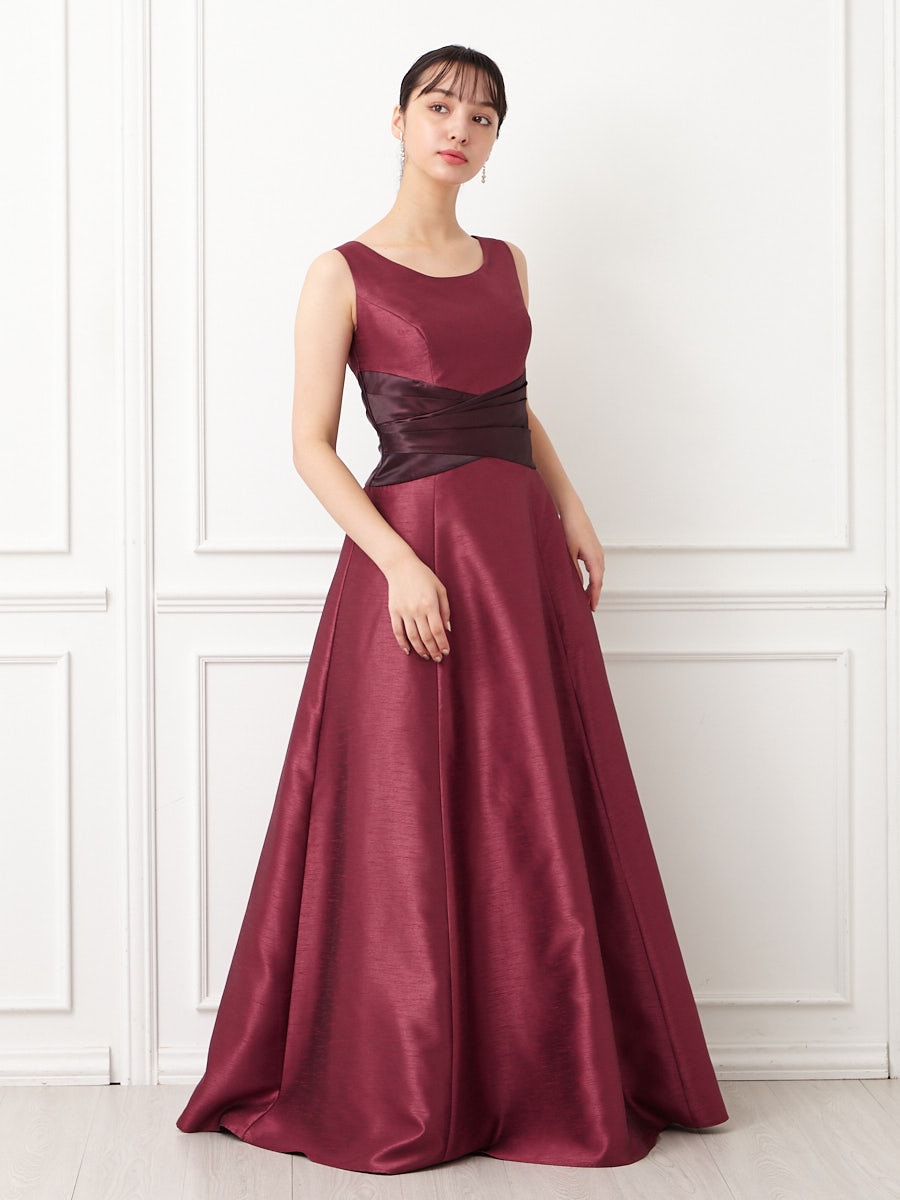 WEB限定】シャンタンカラーロングドレス(M ワイン): AIMER | エメ